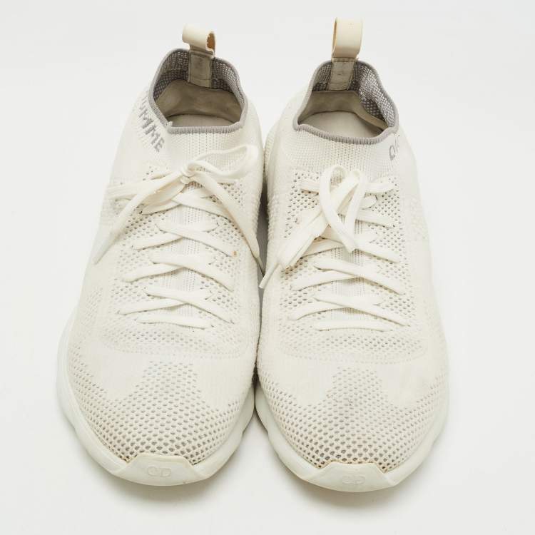 Pre Owned Dior White/Grey Knit B21 Socks Low Top Sneakers Size 42