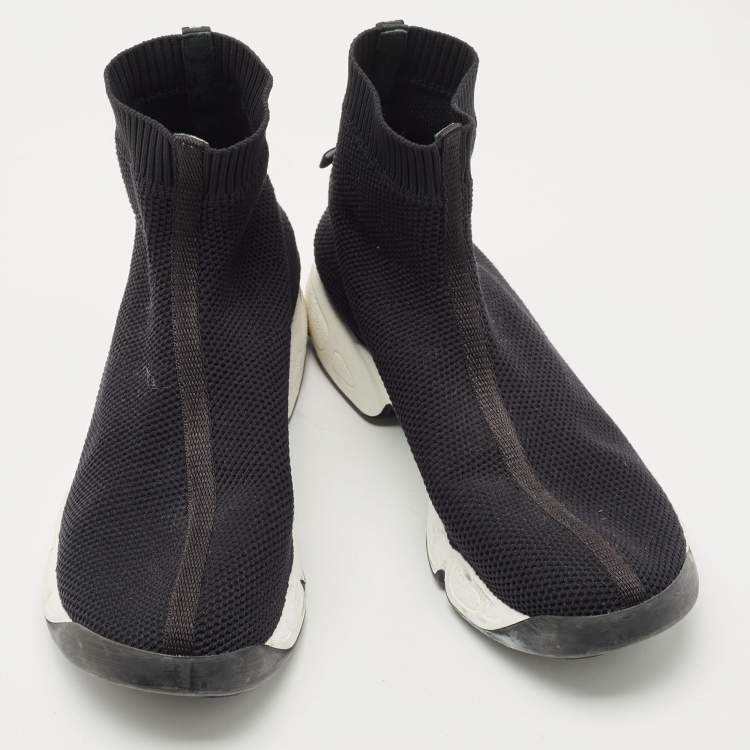 Pre Owned Dior Black Knit Fabric Sock High Top Sneakers Size 39