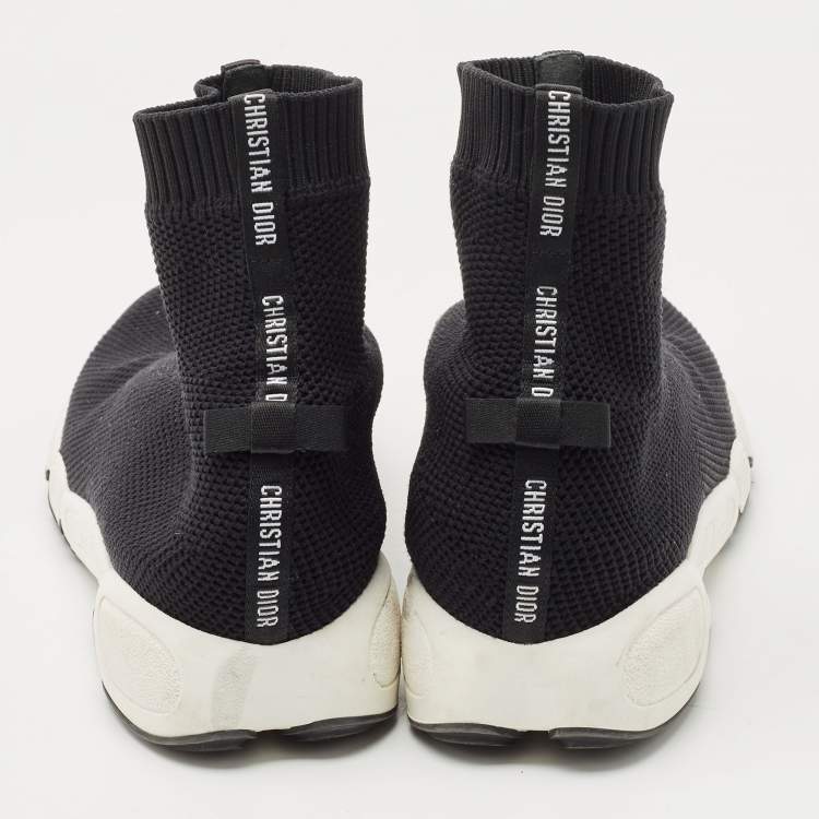 Pre Owned Dior Black Knit Fabric Sock High Top Sneakers Size 39