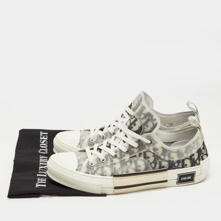 Pre Owned Dior Black/White Logo Print Canvas B23 Sneakers Size 45