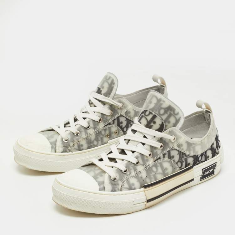 Pre Owned Dior Black/White Logo Print Canvas B23 Sneakers Size 45