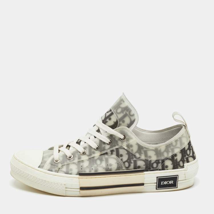Pre Owned Dior Black/White Logo Print Canvas B23 Sneakers Size 45