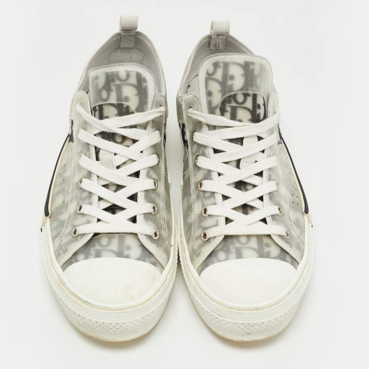Pre Owned Dior Black/White Logo Print Canvas B23 Sneakers Size 45