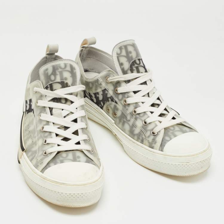 Pre Owned Dior Black/White Logo Print Canvas B23 Sneakers Size 45