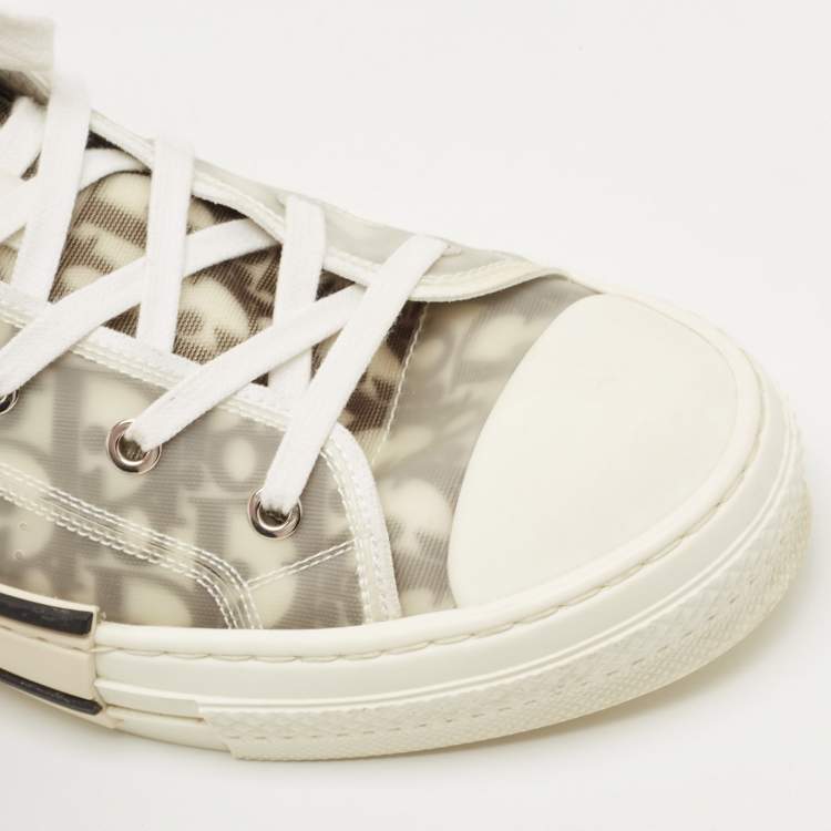 Pre Owned Dior Grey/Transparent PVC and Mesh b23 High Top Sneakers Size 44