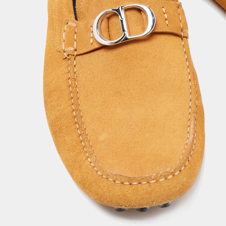 Pre Owned Dior Light Brown Suede CD Buckle Loafers Size 43