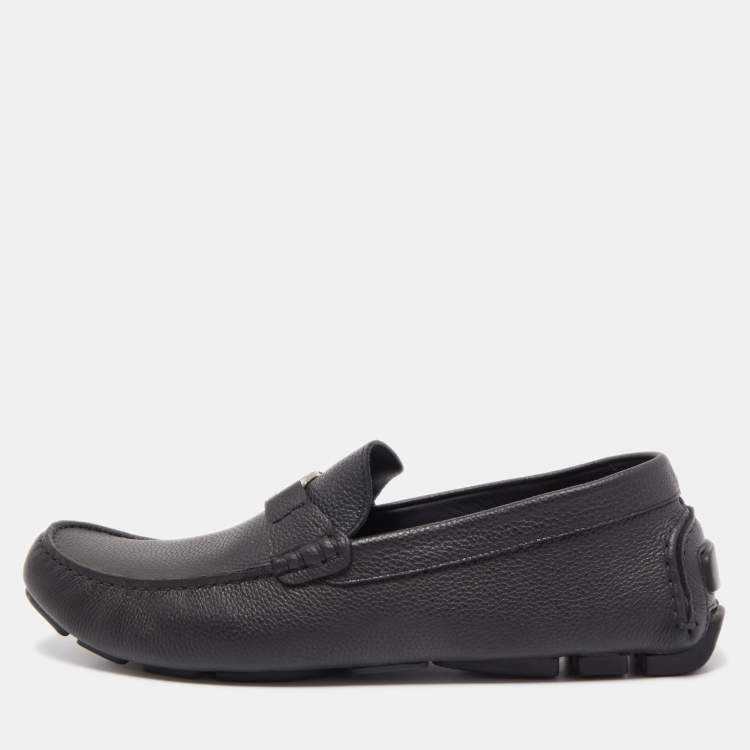 Pre Owned Dior Black Leather Slip On Loafers Size 44