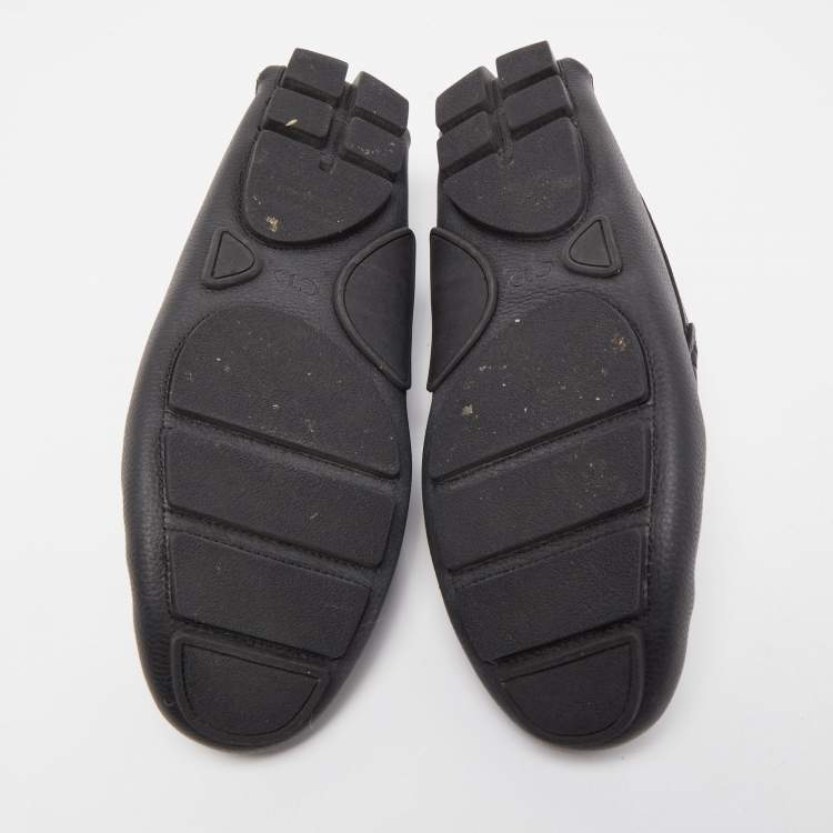 Pre Owned Dior Black Leather Slip On Loafers Size 44