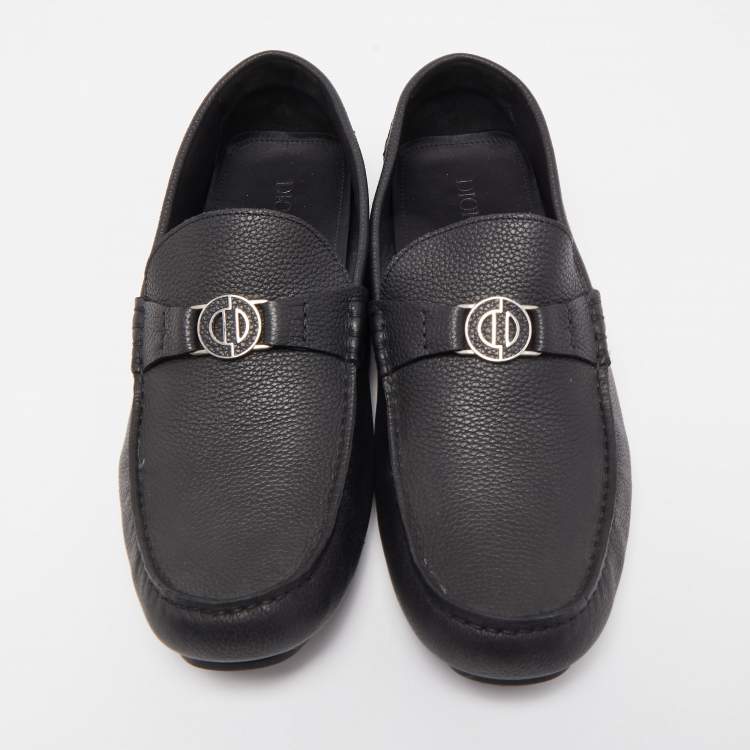 Pre Owned Dior Black Leather Slip On Loafers Size 44