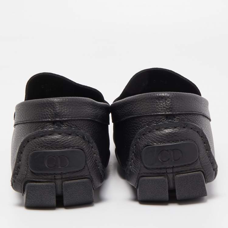Pre Owned Dior Black Leather Slip On Loafers Size 44