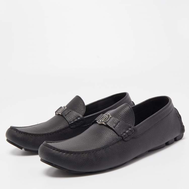 Pre Owned Dior Black Leather Slip On Loafers Size 44