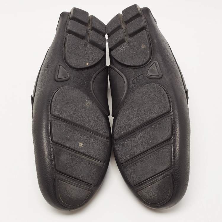 Pre Owned Dior Black Leather Slip On Loafers Size 43.5