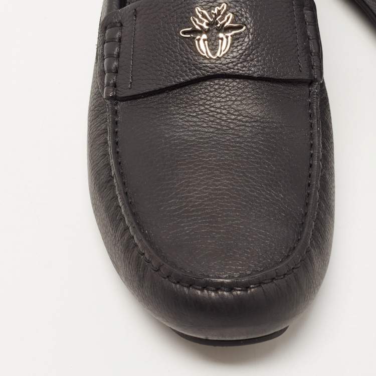 Pre Owned Dior Black Leather Slip On Loafers Size 43.5