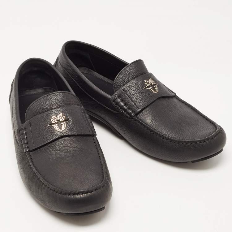 Pre Owned Dior Black Leather Slip On Loafers Size 43.5