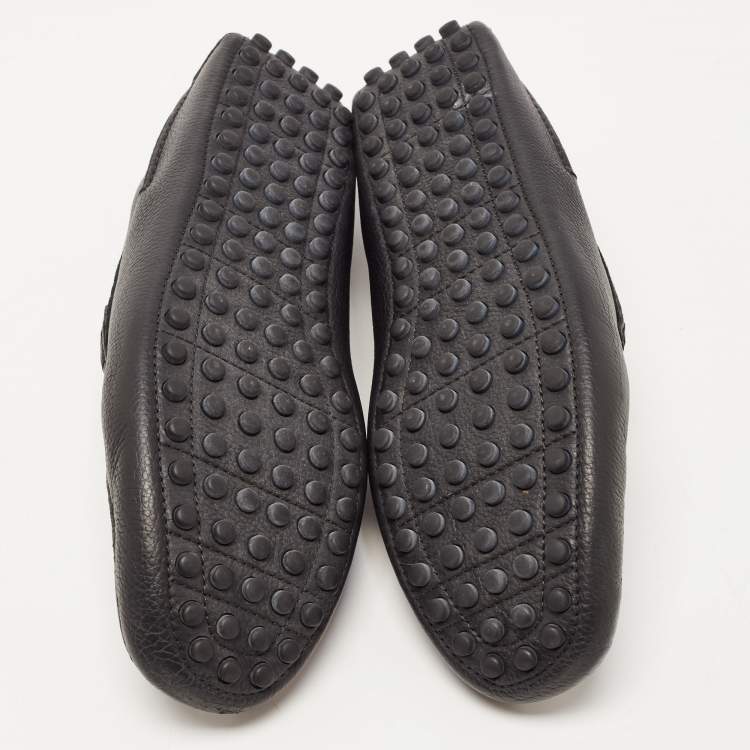 Pre Owned Dior Black Leather CD Logo Loafers Size 44