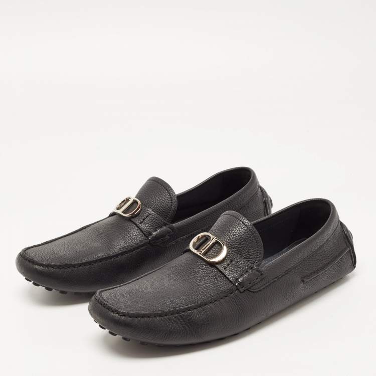 Loafer Dior Gray Grained Leather with CD Diamond Motif