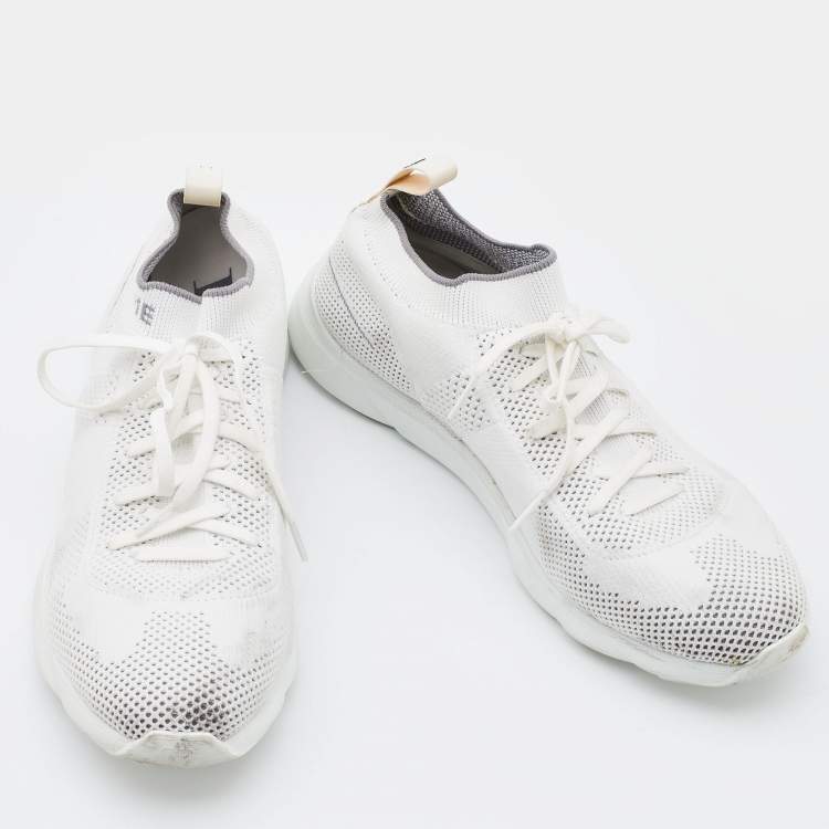 Pre Owned Dior White/Grey Knit Fabric B21 Socks Low Top Sneakers Size 42