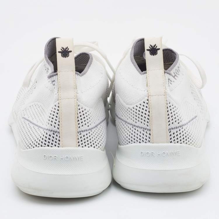 Pre Owned Dior White/Grey Knit Fabric B21 Socks Low Top Sneakers Size 42