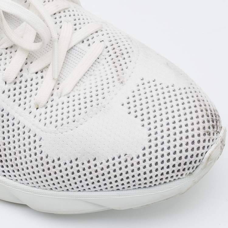 Pre Owned Dior White/Grey Knit Fabric B21 Socks Low Top Sneakers Size 42