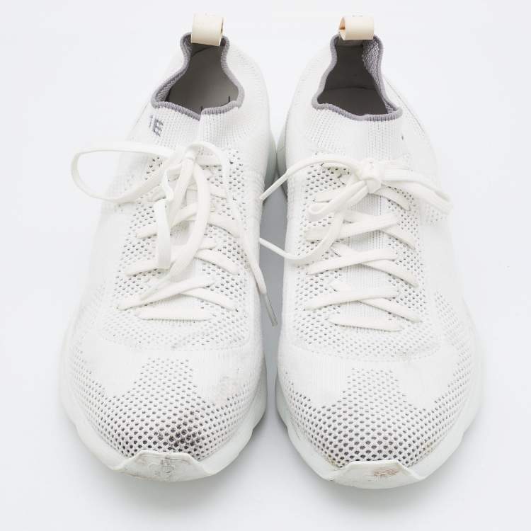 Pre Owned Dior White/Grey Knit Fabric B21 Socks Low Top Sneakers Size 42