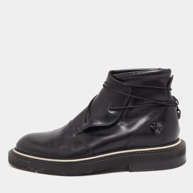 Pre Owned Dior Black Leather Ankle Boots Size 40 