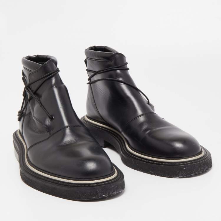 Pre Owned Dior Black Leather Ankle Boots Size 40 