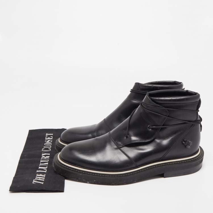 Pre Owned Dior Black Leather Ankle Boots Size 40 