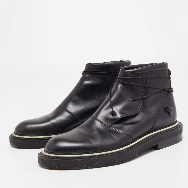 Pre Owned Dior Black Leather Ankle Boots Size 40 