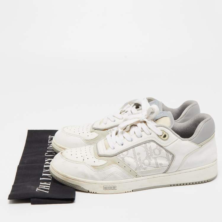Pre Owned Dior White/Grey Leather B27 Sneakers Size 42