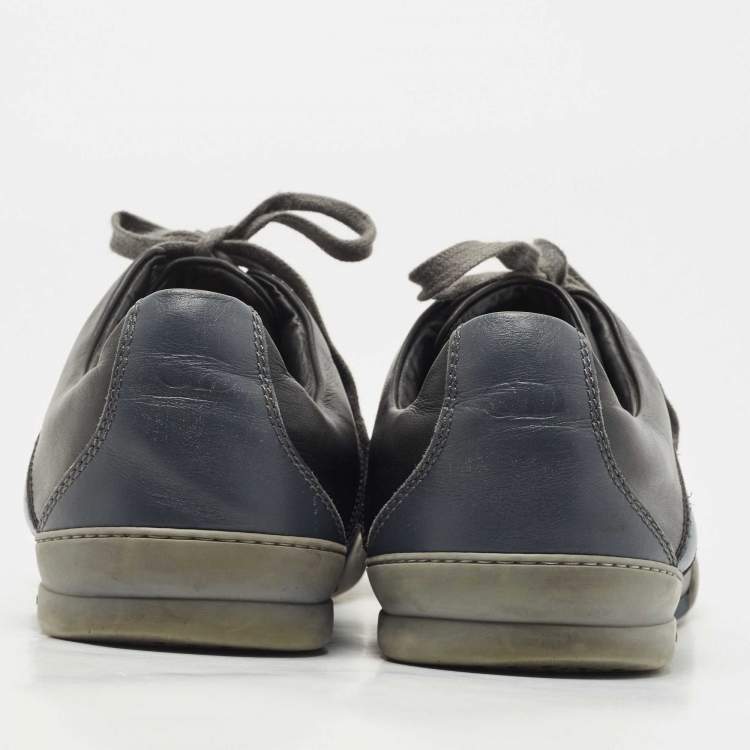Pre Owned Dior Homme Black/Blue Leather and Mesh Lace Low Top Sneakers Size 42.5