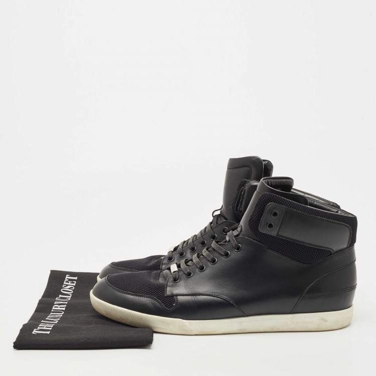 Pre Owned Dior Black Leather and Mesh High Top Sneakers Size 44