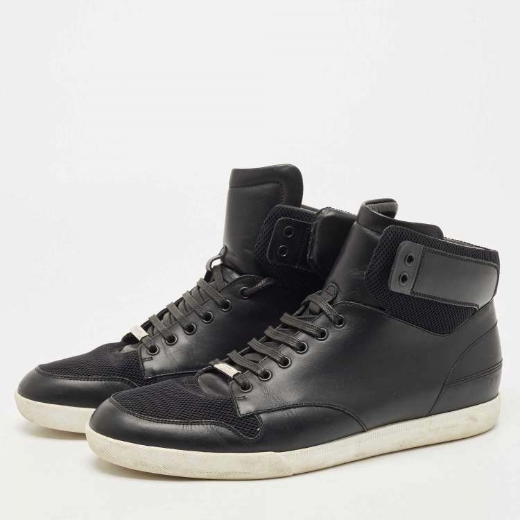 Pre Owned Dior Black Leather and Mesh High Top Sneakers Size 44