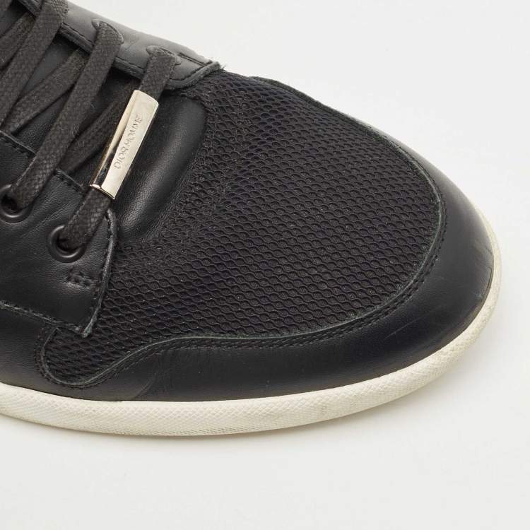 Pre Owned Dior Black Leather and Mesh High Top Sneakers Size 44