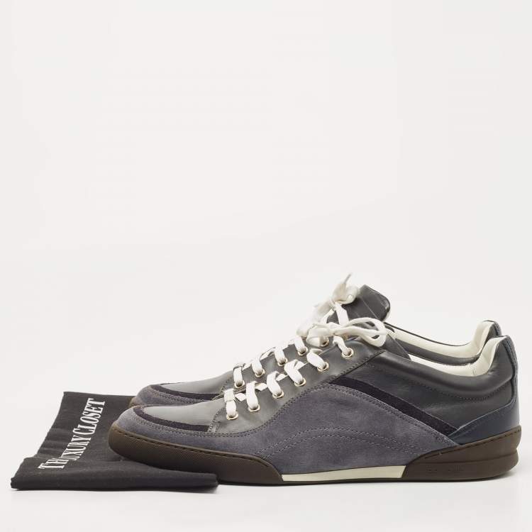 Pre Owned Dior Grey Leather And Suede Low Top Sneakers Size 44