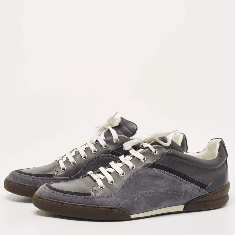 Pre Owned Dior Grey Leather And Suede Low Top Sneakers Size 44