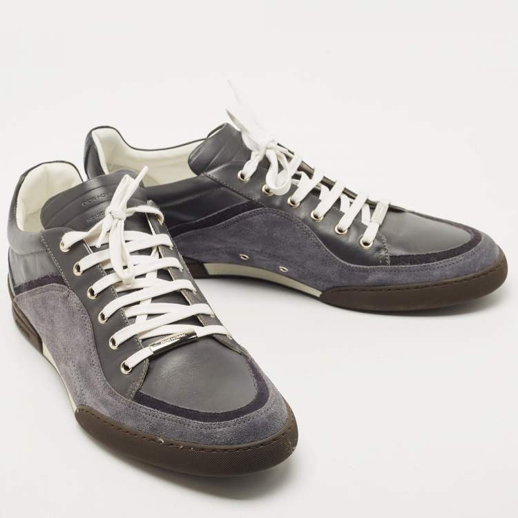 Pre Owned Dior Grey Leather And Suede Low Top Sneakers Size 44