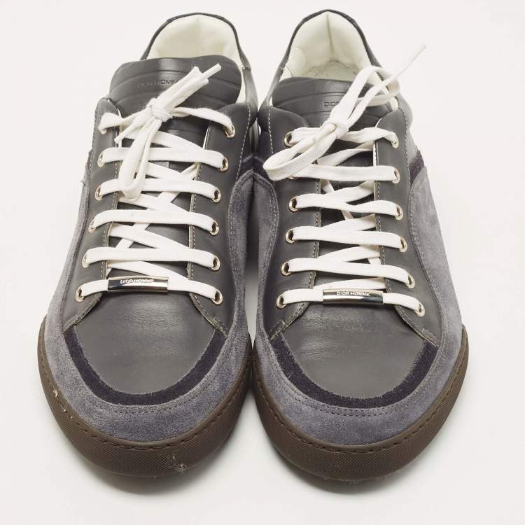 Pre Owned Dior Grey Leather And Suede Low Top Sneakers Size 44