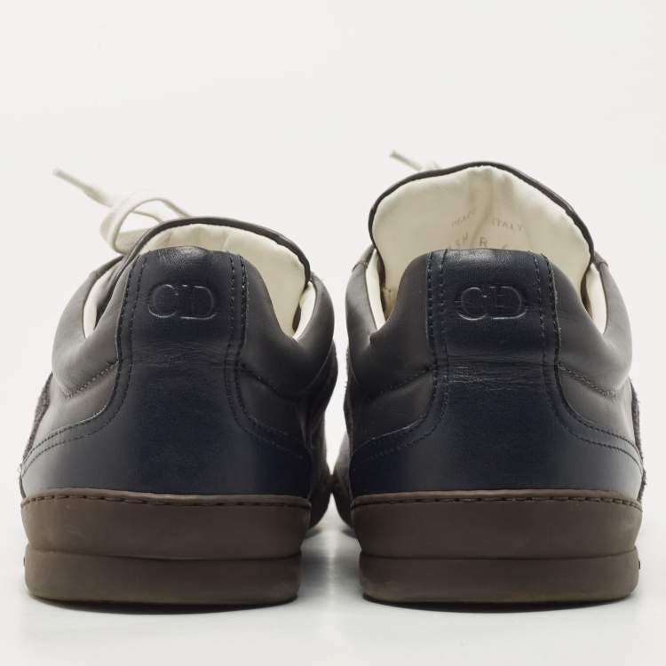 Pre Owned Dior Grey Leather And Suede Low Top Sneakers Size 44