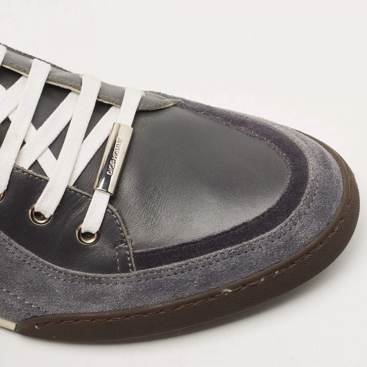 Pre Owned Dior Grey Leather And Suede Low Top Sneakers Size 44