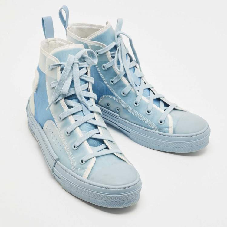 Pre Owned Dior Blue Rubber and Mesh  B23 High Top Sneakers Size 43
