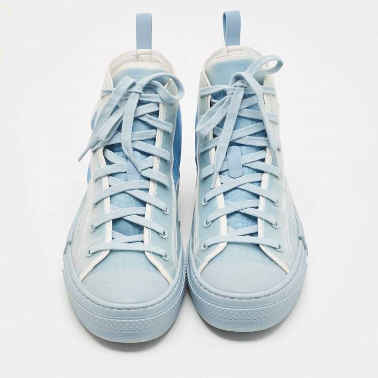 Pre Owned Dior Blue Rubber and Mesh  B23 High Top Sneakers Size 43