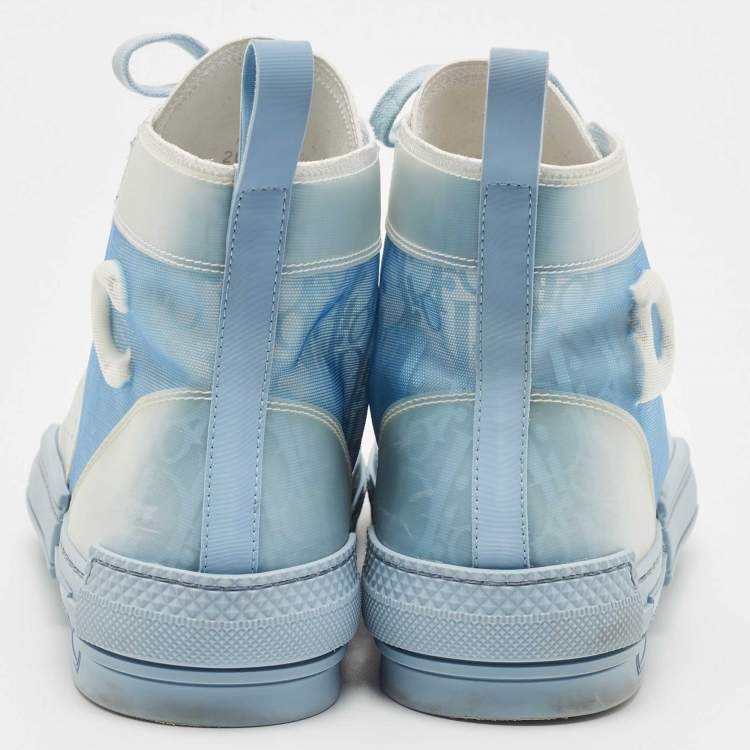 Pre Owned Dior Blue Rubber and Mesh  B23 High Top Sneakers Size 43