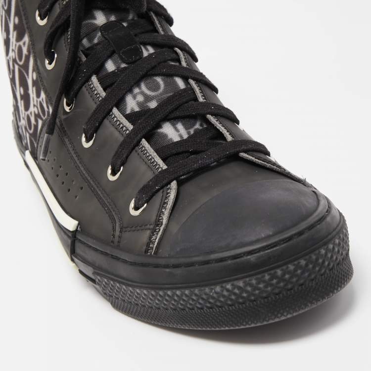 Pre Owned Dior Black Mesh and Rubber B23 High Top Sneakers Size 43