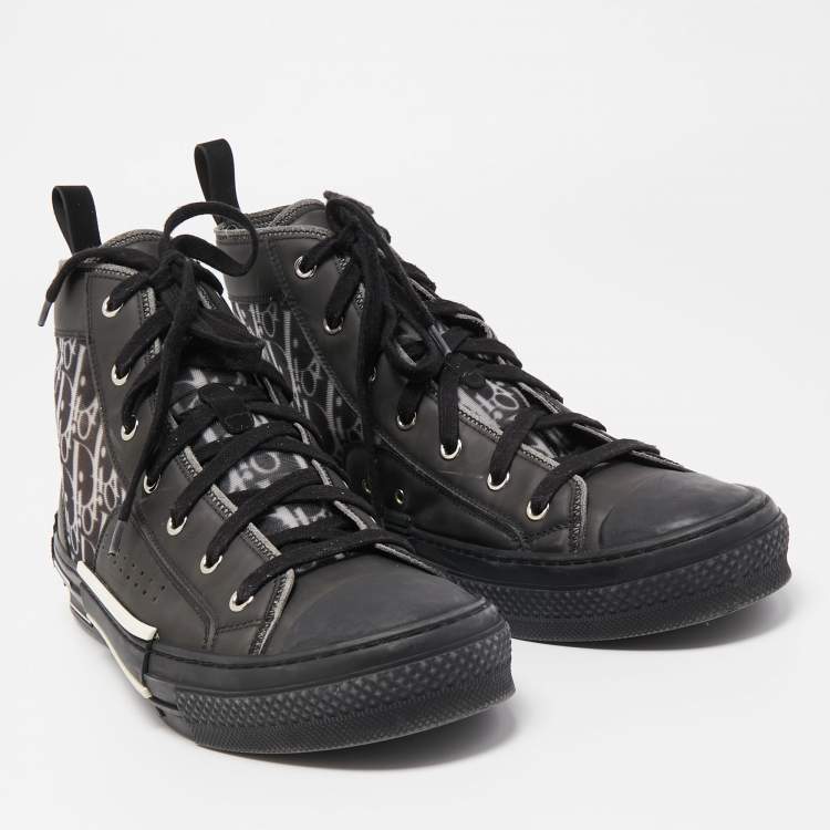 Pre Owned Dior Black Mesh and Rubber B23 High Top Sneakers Size 43