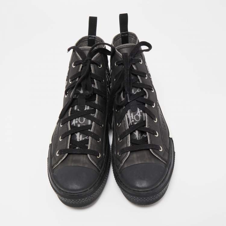Pre Owned Dior Black Mesh and Rubber B23 High Top Sneakers Size 43