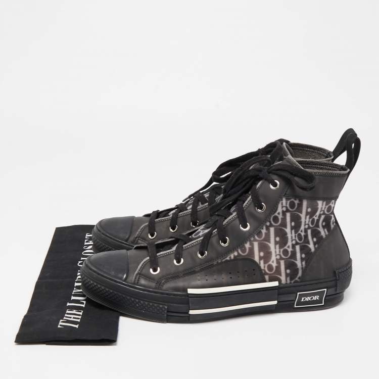 Pre Owned Dior Black Mesh and Rubber B23 High Top Sneakers Size 43