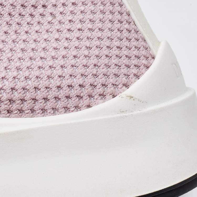 Pre Owned Dior Pink Knit Fabric B25 High Top Sneakers Size 40