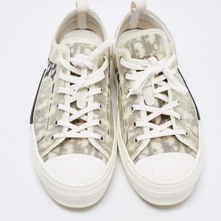 Pre Owned Dior Transparent/White Mesh and PVC  B23 Low Top Sneakers Size 43