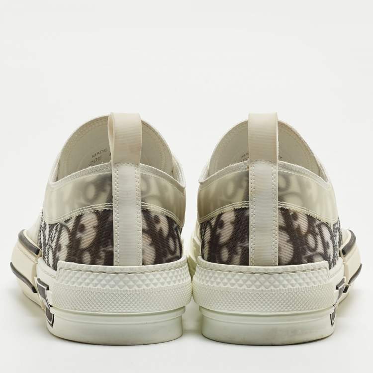 Pre Owned Dior Two Tone Oblique Mesh and PVC B23 Low Top Sneakers Size 44
