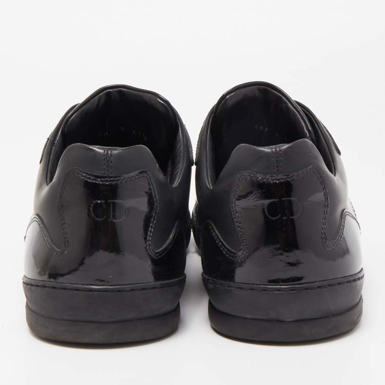 Pre Owned Dior Black Patent and Leather Low Top Sneakers Size 42.5